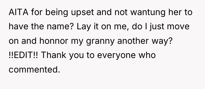 AITA for being upset and not wantung her to have...