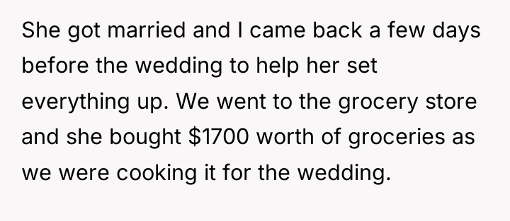 She got married and I came back a few days...