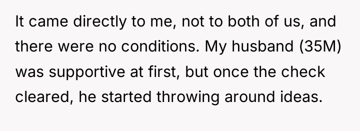 It came directly to me, not to both of us,...