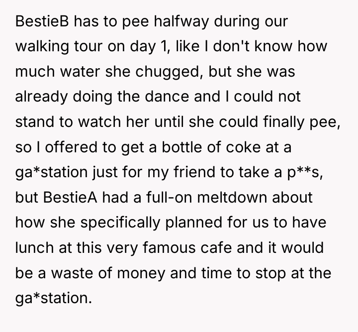 BestieB has to pee halfway during our walking tour on...