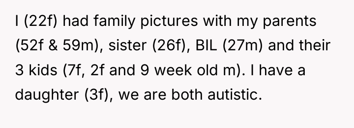 I (22f) had family pictures with my parents (52f &...