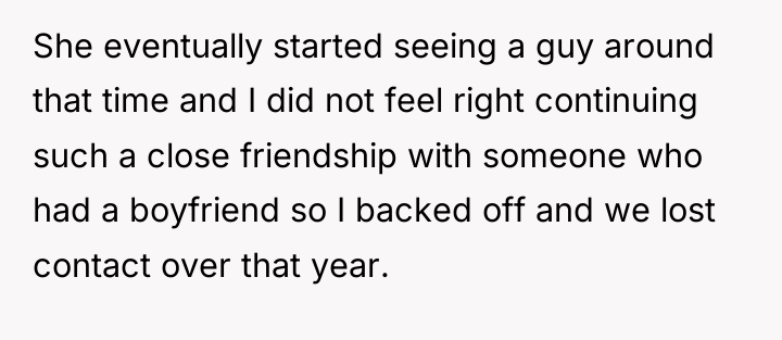 She eventually started seeing a guy around that time and...