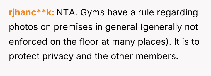 rjhanc**k NTA. Gyms have a rule regarding photos on premises...