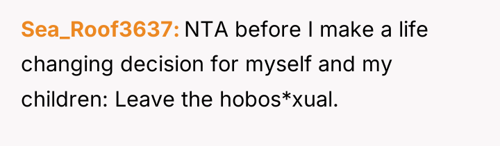 Sea_Roof3637 NTA before I make a life changing decision for...