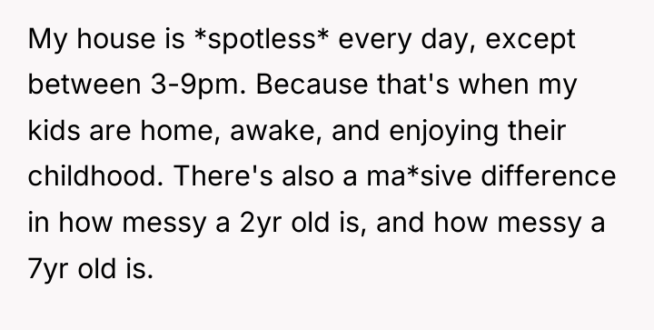My house is *spotless* every day, except between 3-9pm. Because...