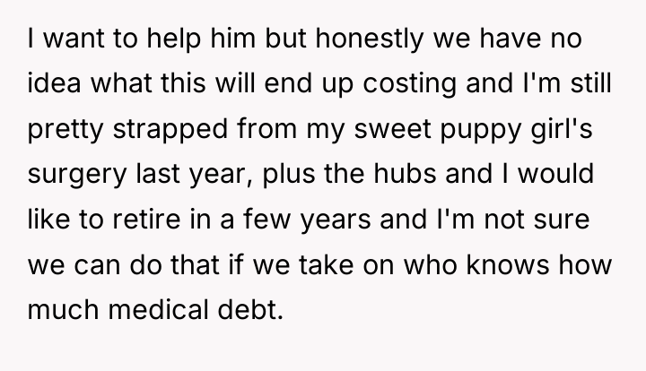 I want to help him but honestly we have no...