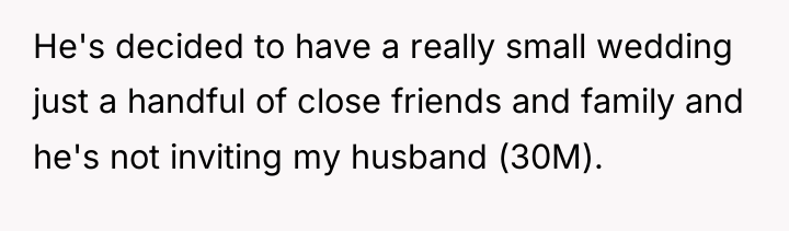 He's decided to have a really small wedding just a...