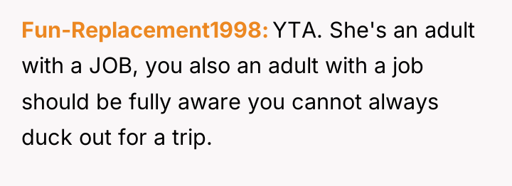 Fun-Replacement1998 YTA. She's an adult with a JOB, you also...