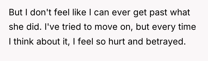 But I don't feel like I can ever get past...