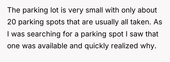 The parking lot is very small with only about 20...