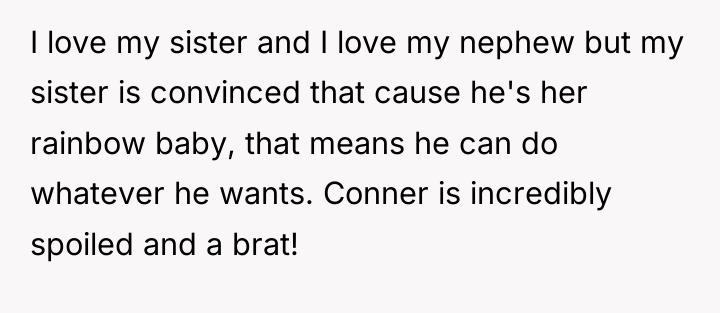 I love my sister and I love my nephew but...