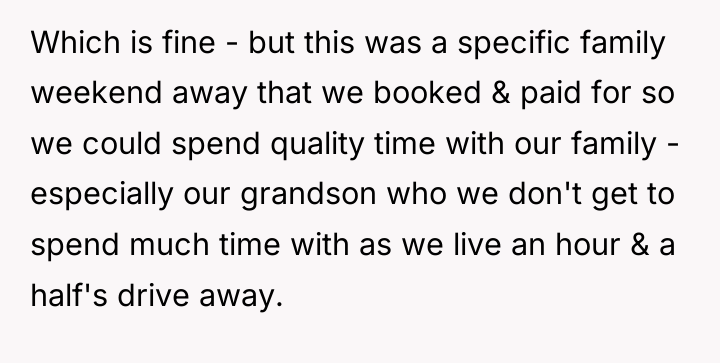 Which is fine - but this was a specific family...
