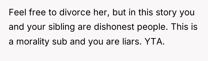 Feel free to divorce her, but in this story you...