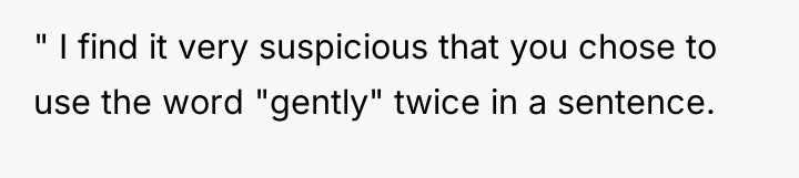" I find it very suspicious that you chose to...