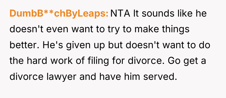 DumbB**chByLeaps NTA It sounds like he doesn't even want to...