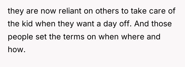 they are now reliant on others to take care of...
