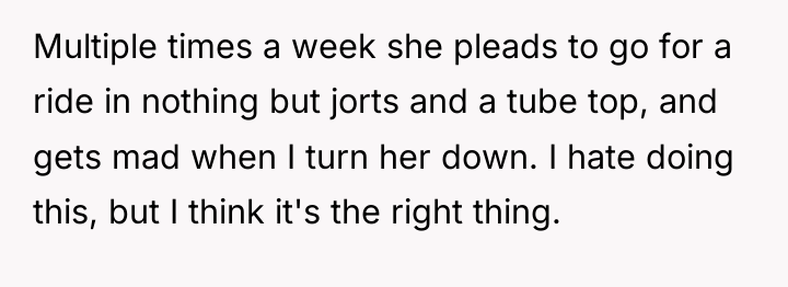 Multiple times a week she pleads to go for a...