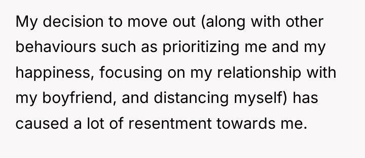 My decision to move out (along with other behaviours such...