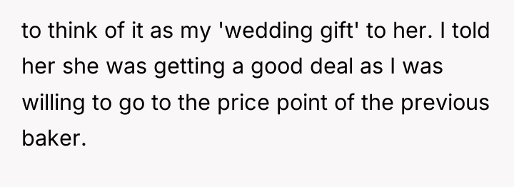 to think of it as my 'wedding gift' to her....