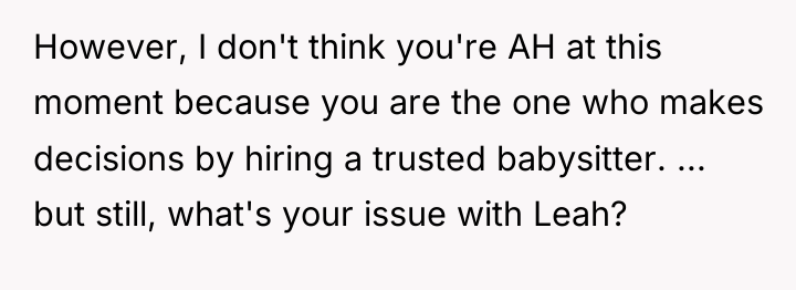 However, I don't think you're AH at this moment because...