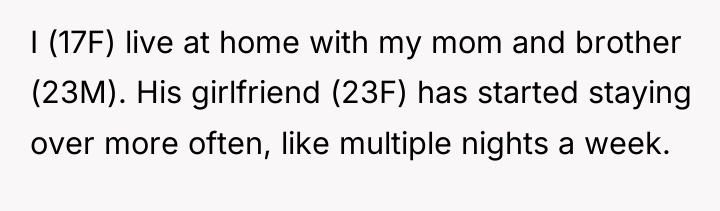 I (17F) live at home with my mom and brother...