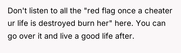 Don't listen to all the "red flag once a cheater...