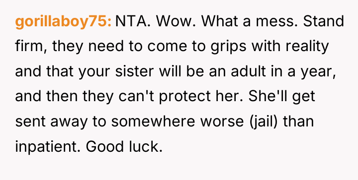 gorillaboy75 NTA. Wow. What a mess. Stand firm, they need...