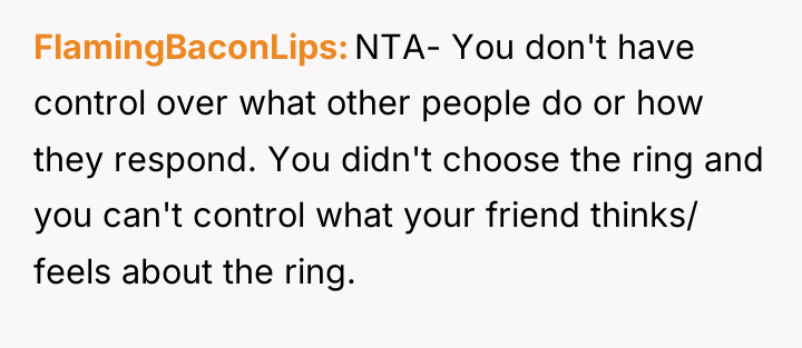 FlamingBaconLips NTA- You don't have control over what other people...