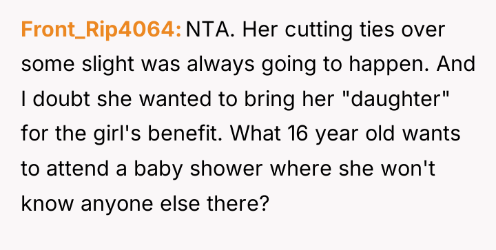 Front_Rip4064 NTA. Her cutting ties over some slight was always...