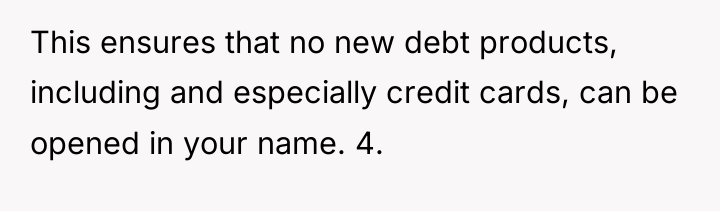 This ensures that no new debt products, including and especially...