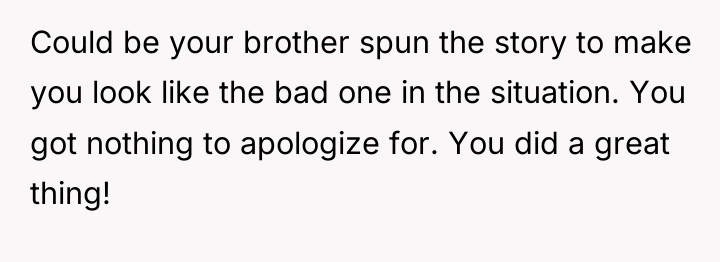 Could be your brother spun the story to make you...
