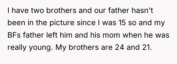 I have two brothers and our father hasn't been in...