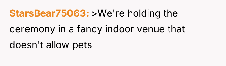 StarsBear75063 >We're holding the ceremony in a fancy indoor venue...