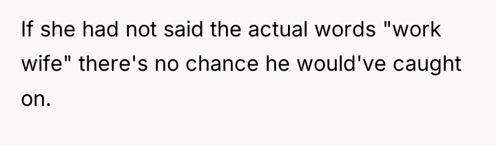 If she had not said the actual words "work wife"...