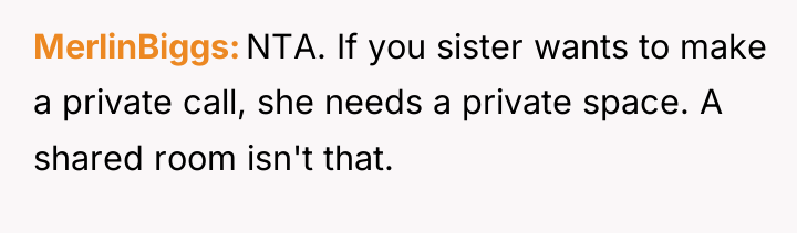 MerlinBiggs NTA. If you sister wants to make a private...