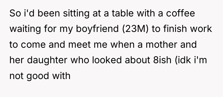 So i'd been sitting at a table with a coffee...