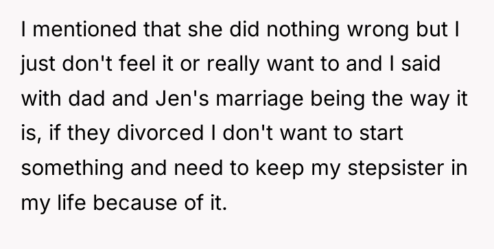I mentioned that she did nothing wrong but I just...