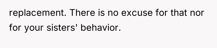 replacement. There is no excuse for that nor for your...