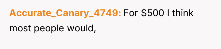 Accurate_Canary_4749 For $500 I think most people would,