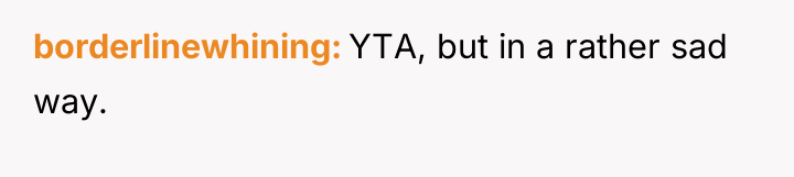 borderlinewhining YTA, but in a rather sad way.