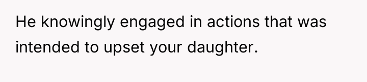 He knowingly engaged in actions that was intended to upset...