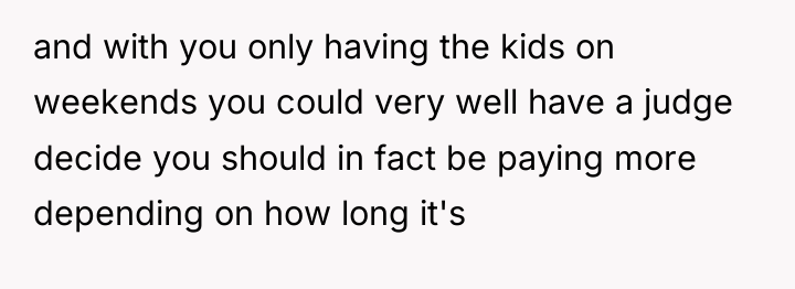 and with you only having the kids on weekends you...