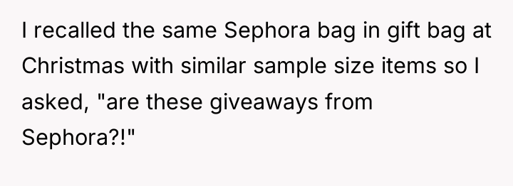 I recalled the same Sephora bag in gift bag at...