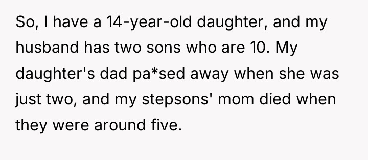 So, I have a 14-year-old daughter, and my husband has...