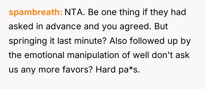 spambreath NTA. Be one thing if they had asked in...
