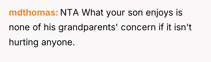 mdthomas NTA What your son enjoys is none of his...