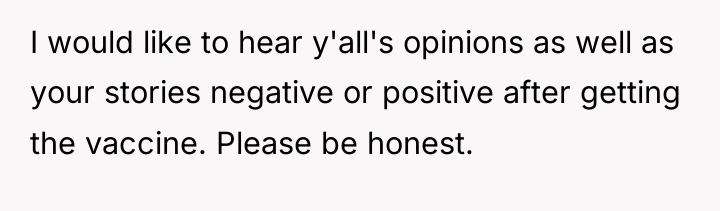 I would like to hear y'all's opinions as well as...