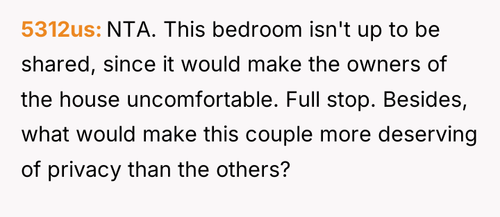 5312us NTA. This bedroom isn't up to be shared, since...
