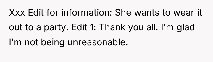 Xxx Edit for information: She wants to wear it out...