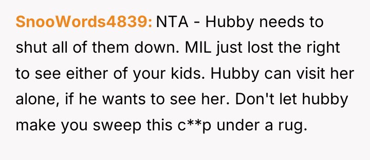 SnooWords4839 NTA - Hubby needs to shut all of them...